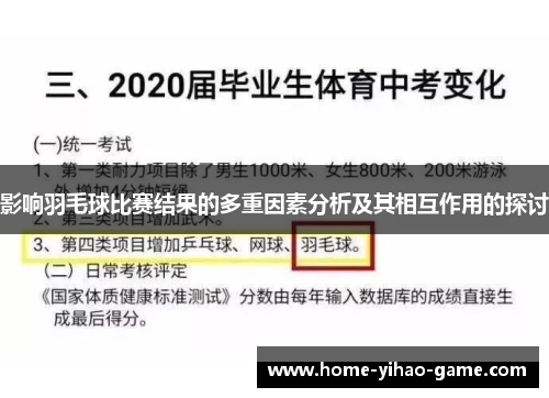 影响羽毛球比赛结果的多重因素分析及其相互作用的探讨
